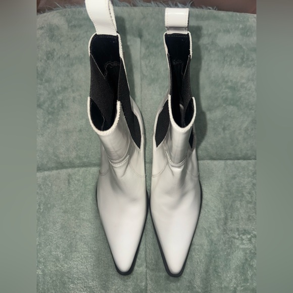 Zara White and Black Heeled Boots - Picture 3 of 10